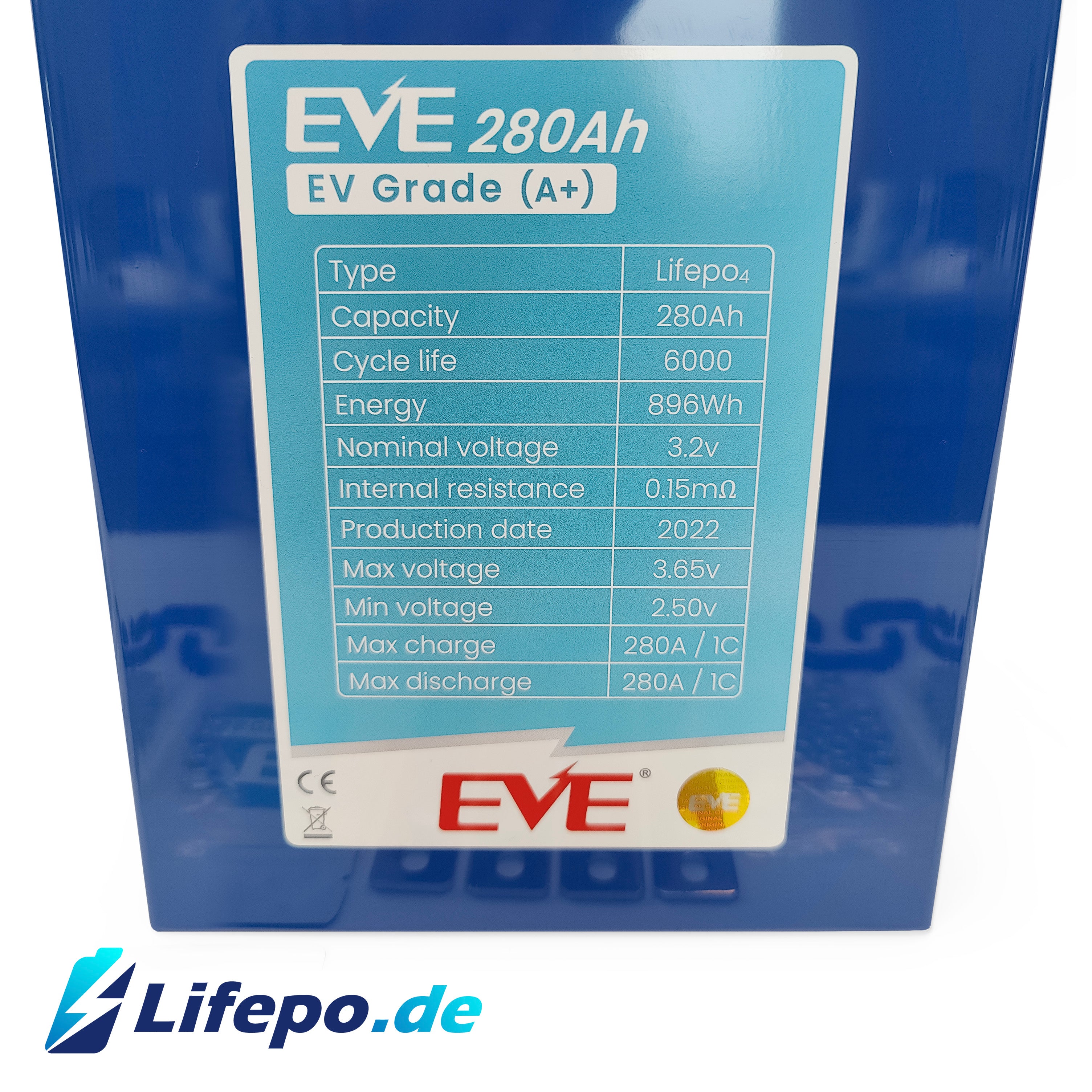 12v 280Ah - EVE - EV Grade (A+) - 4000Wh - 8000 Zyklen - Lifepo4 Zellen