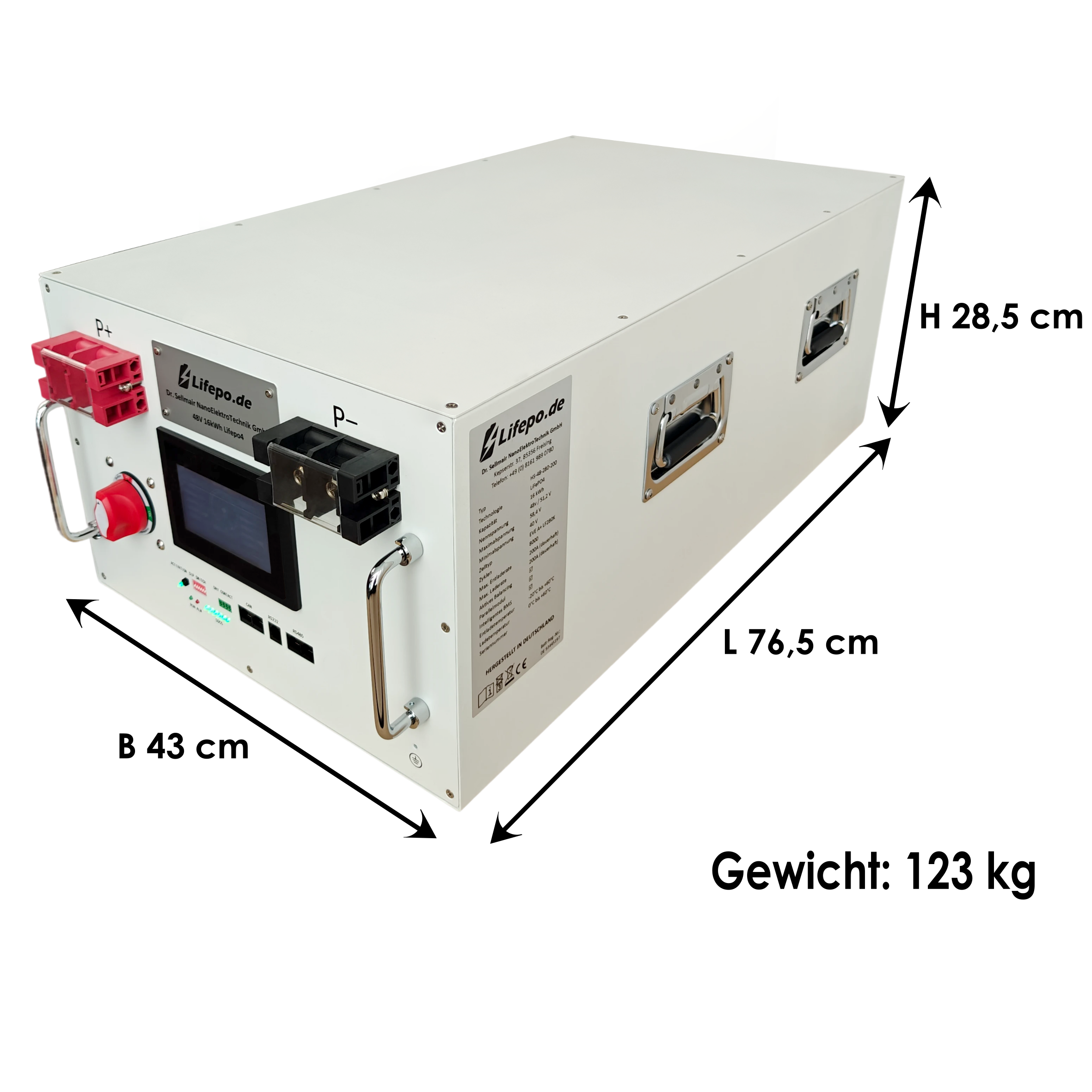 0%MwSt Lifepo4 16kWh 48V Batterie (HS-48-280-200)