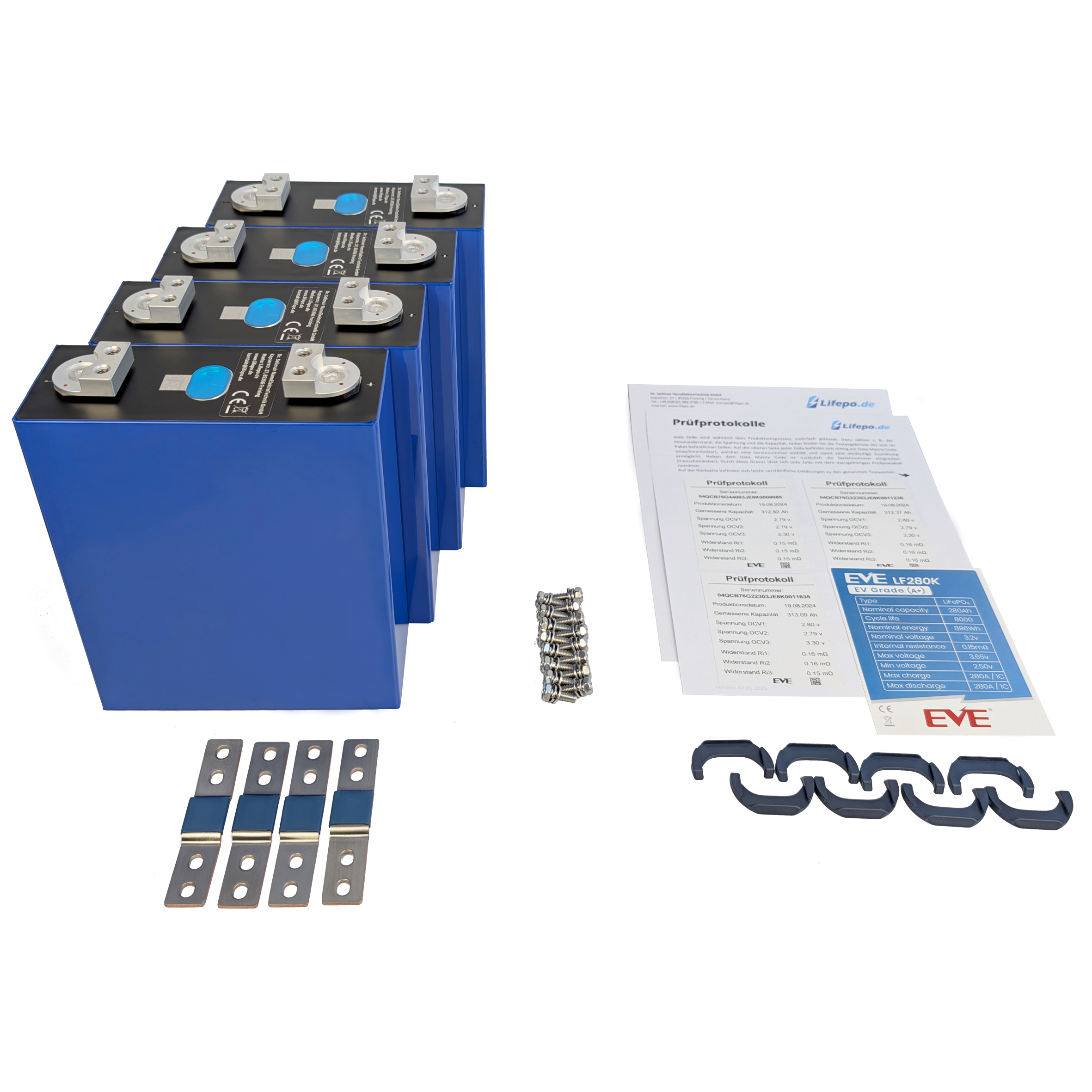 0% MwSt 12v 280Ah - EVE - EV Grade (A+) - 4000Wh - 8000 Zyklen - Lifepo4 Zellen