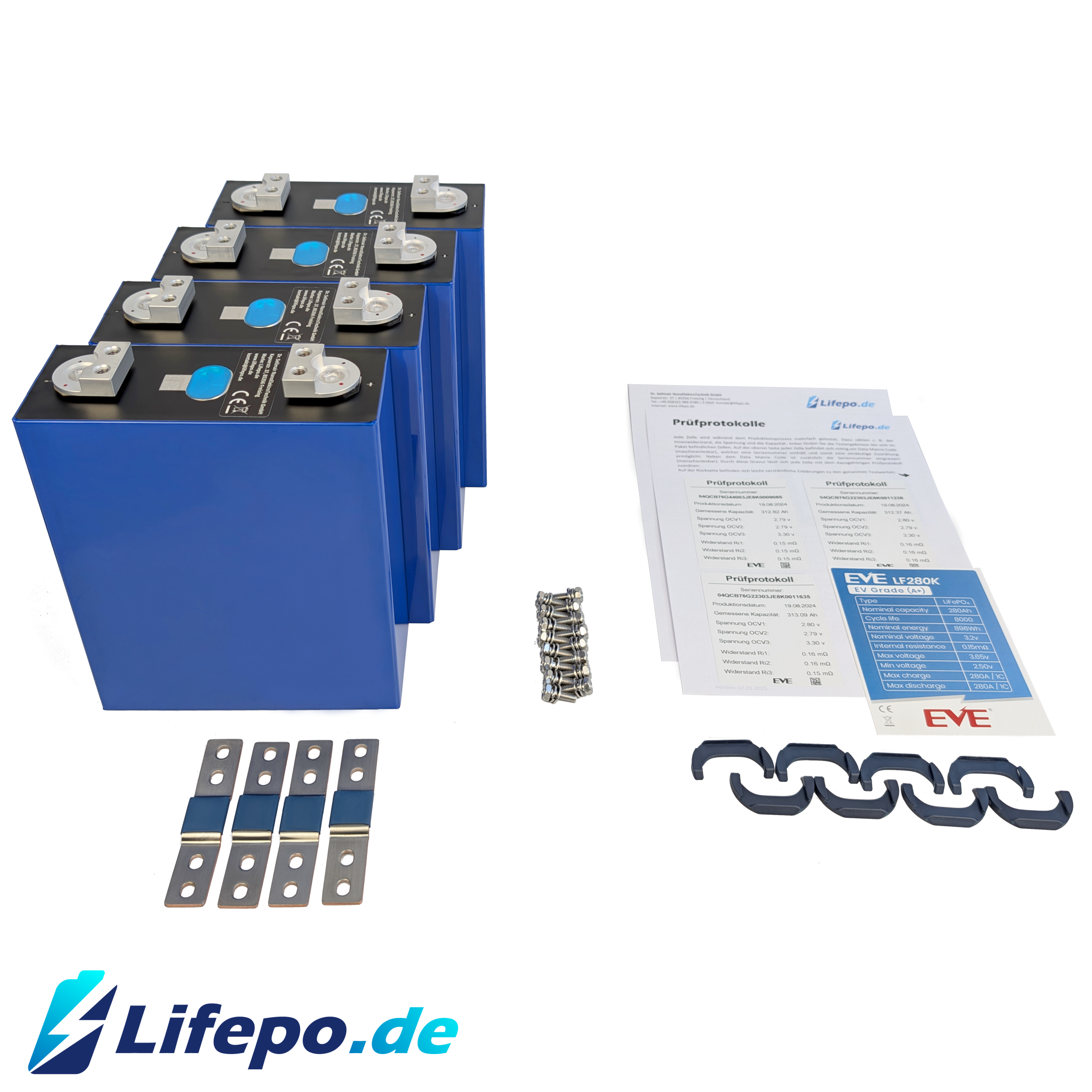 0% MwSt 12v 280Ah - EVE - EV Grade (A+) - 4000Wh - 8000 Zyklen - Lifepo4 Zellen