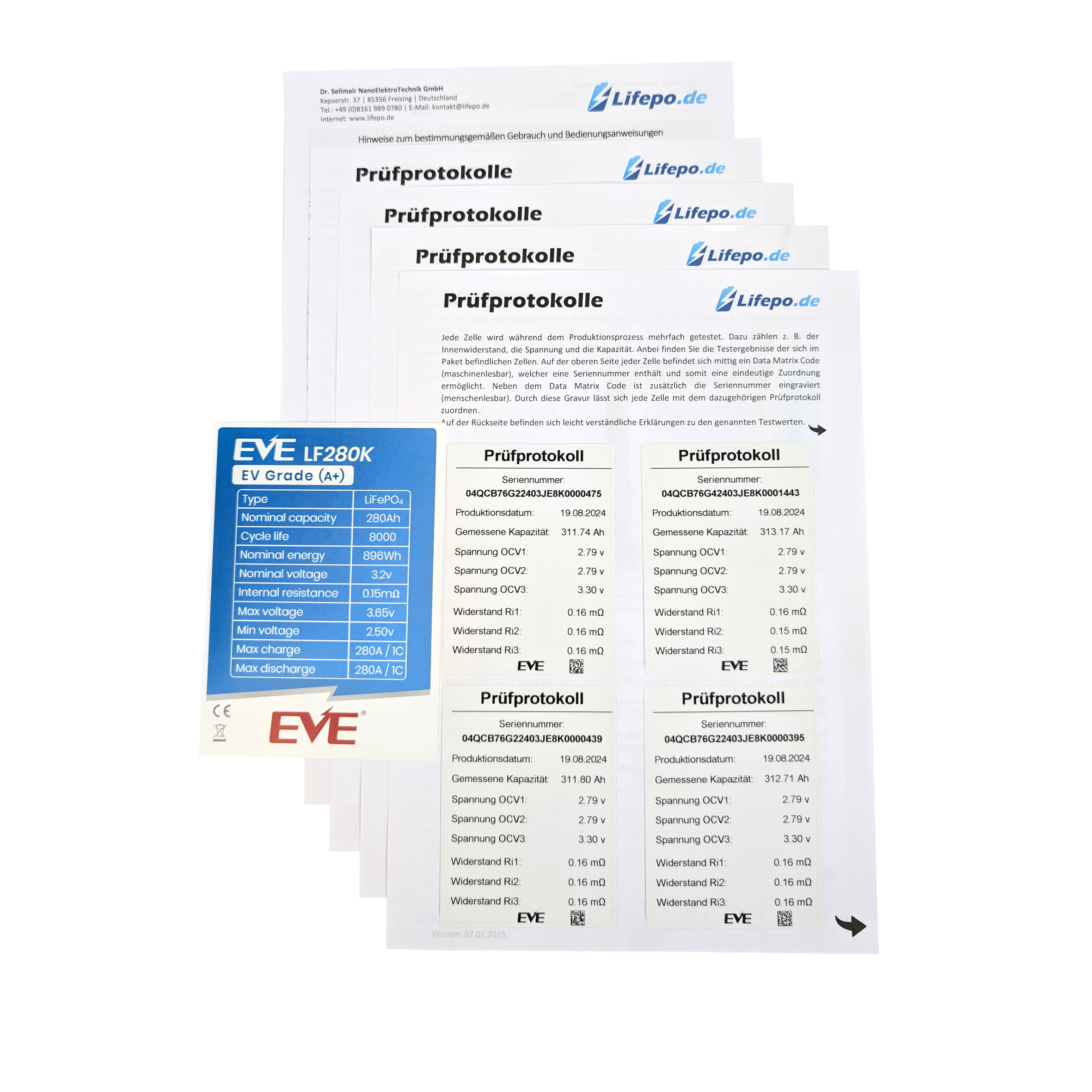 48V 280Ah - EVE - EV Grade (A+) - 16000Wh - 8000 Zyklen - Lifepo4 Zellen