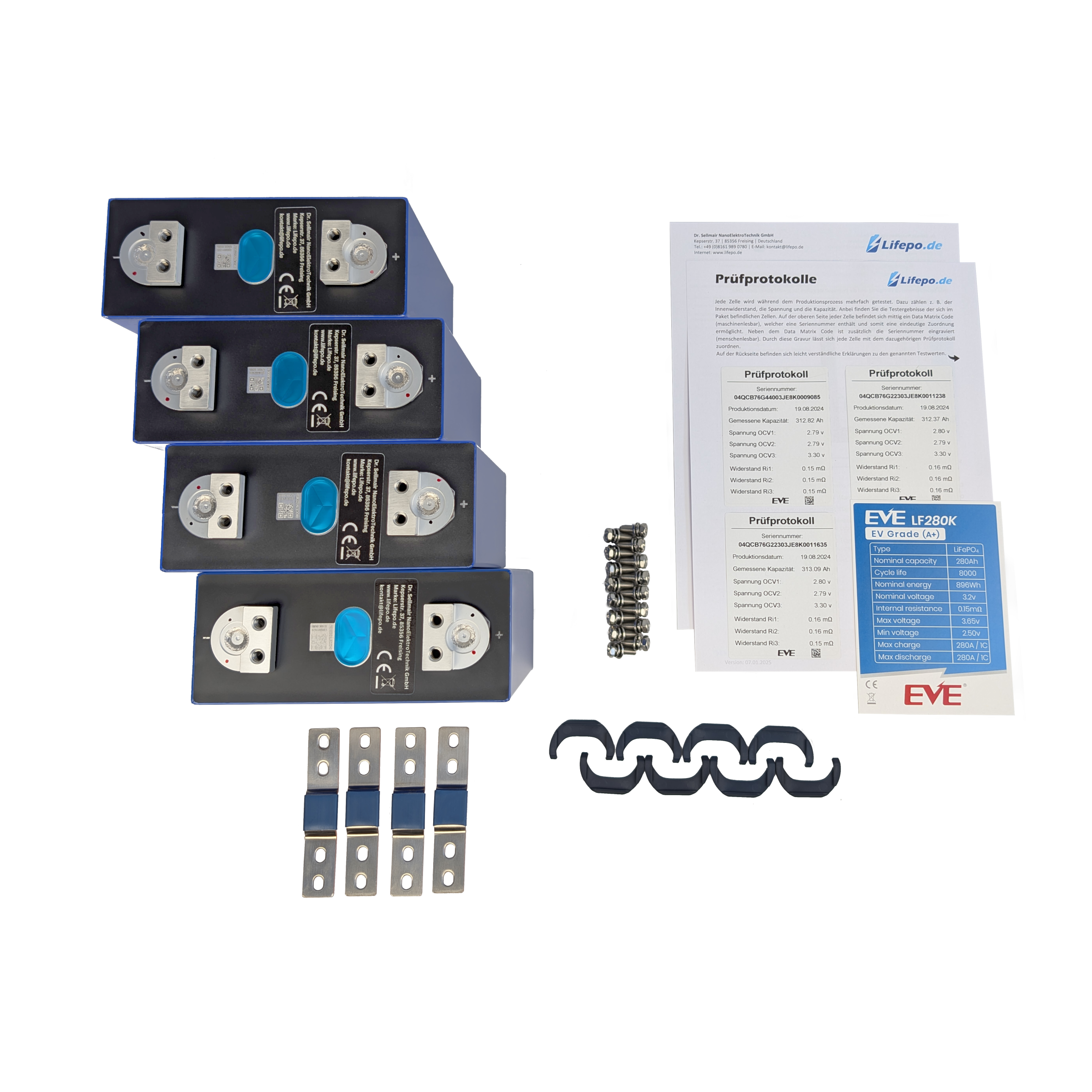 0% MwSt 12V 280Ah - EVE - EV Grade (A+) - 4000Wh - 8000 Zyklen - Lifepo4 Zellen