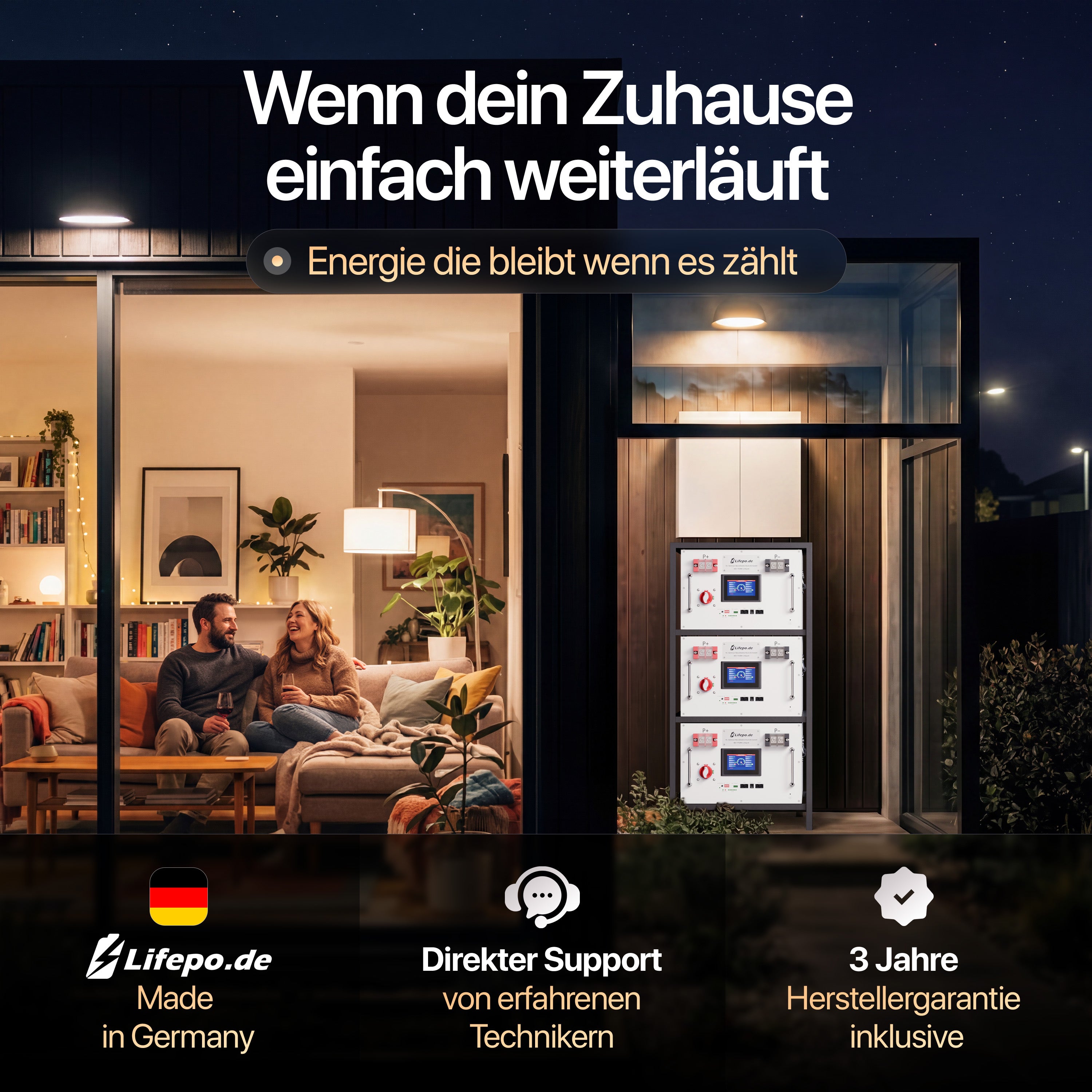 Lifepo4 17kWh 48V Batterie (HS-48-17.0) - langlebig, sicher, hergestellt in Deutschland (0%MwSt)