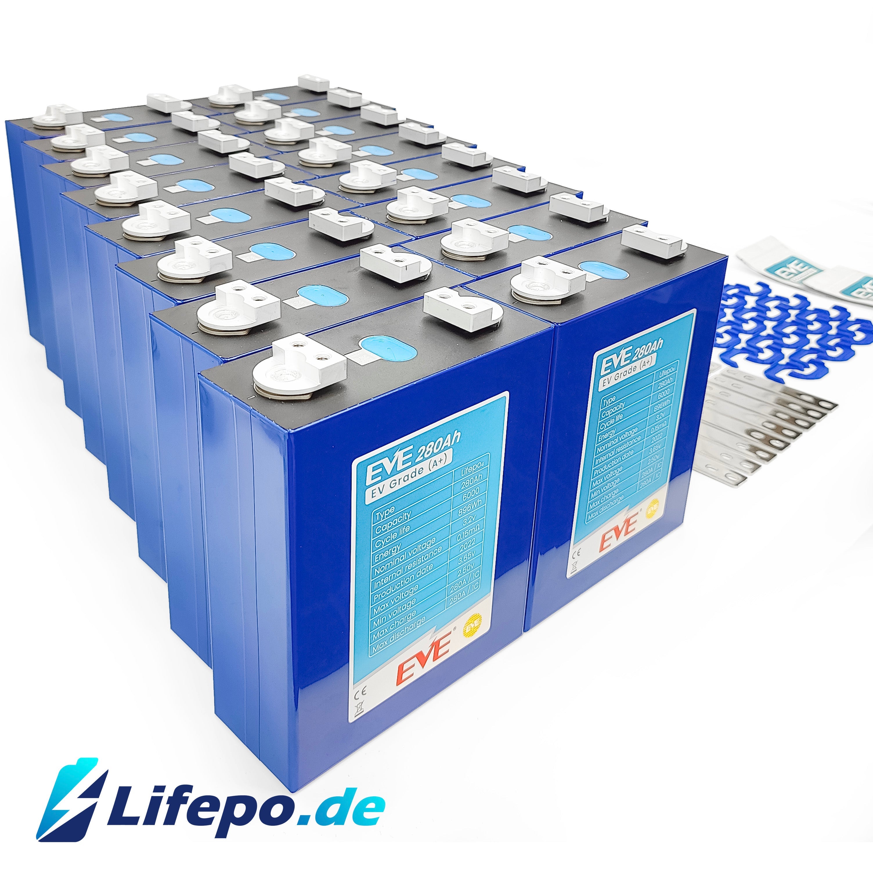 12v 560Ah Lifepo4 Batteriesystem mit EVE Grade A+ 8kWh - zweireihig – Lifepo .de