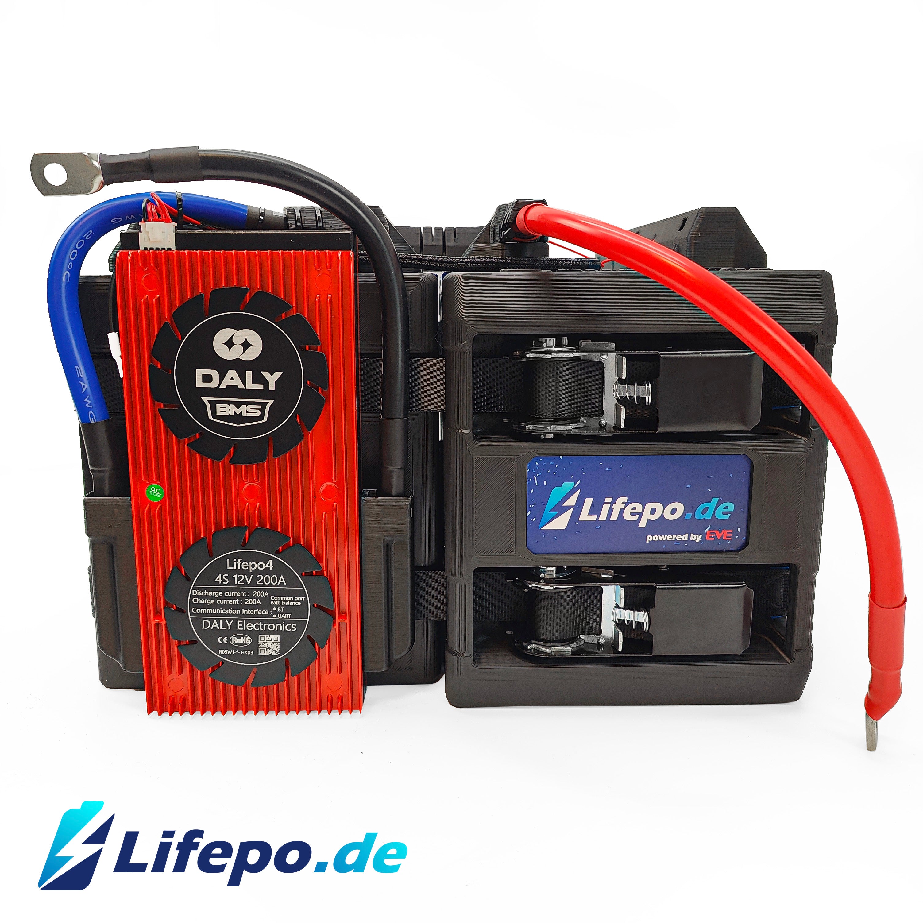 12v 560Ah Lifepo4 battery system with EVE Grade A+ 7.6kWh - double row